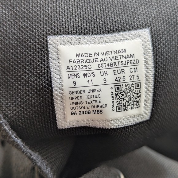 Converse Chuck Taylor All Star Wms Size 11 Knee High Black Lace Up Shoes Mens 9 - Picture 6 of 6